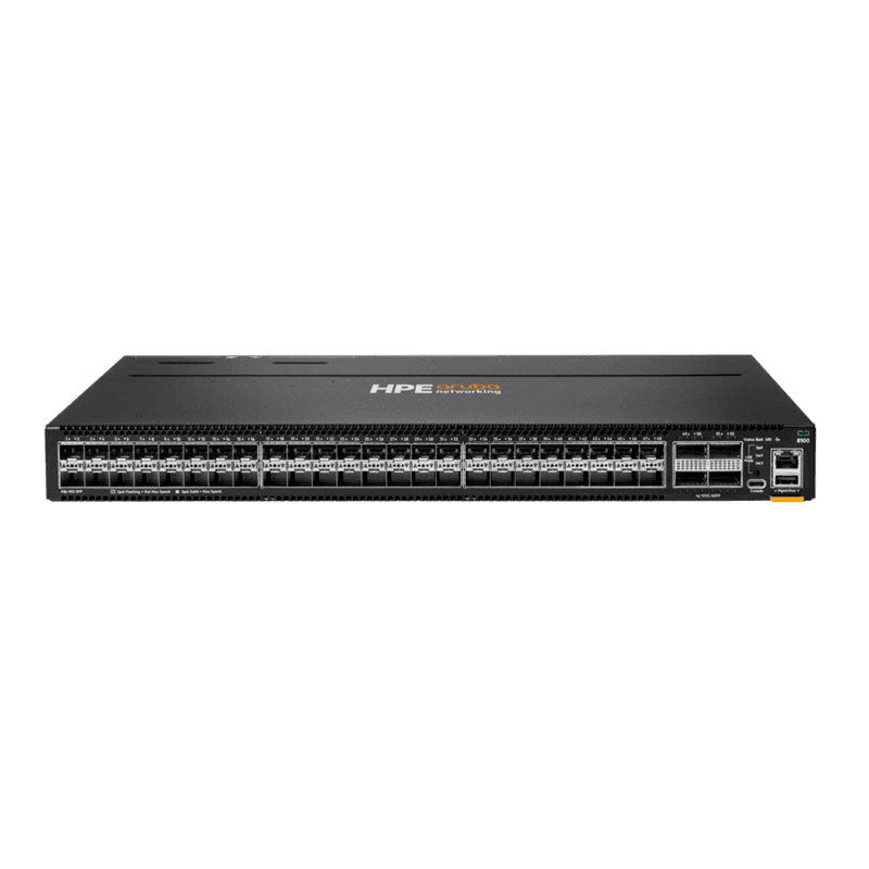 HPE Aruba [R9W90A] CX 8100 48x10G SFP+ 4×40/100G QSFP28 FB Airflow 3Fan 2AC PSU Switch Bundle