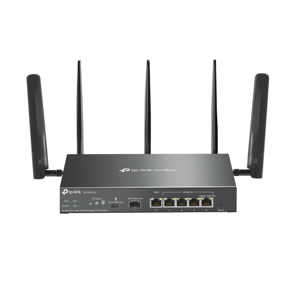 TP-LINK ER706W-4G Omada 4G+ Cat6 AX3000 Gigabit VPN Router