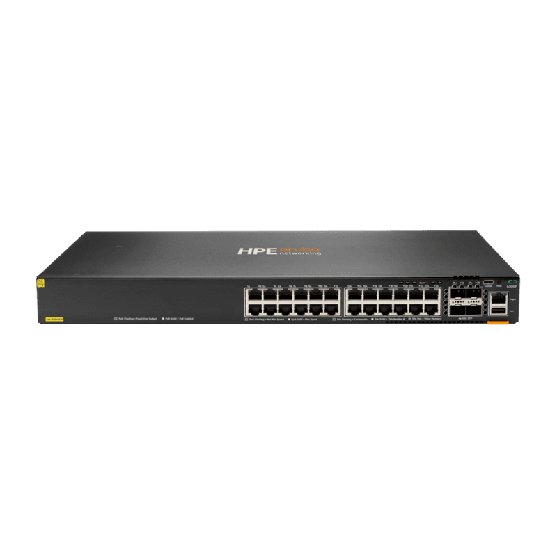 HPE Aruba 6300F 24G CL4 PoE 4SFP56 Switch (24 x 1000Base-T PoE+, 4 x 10/25/50G SFP56, 370W) [JL666A]