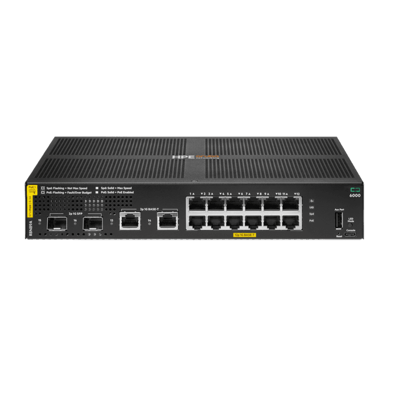 HPE Aruba 6000 12G Class4 PoE 2G/2SFP 139W Switch [R8N89A]