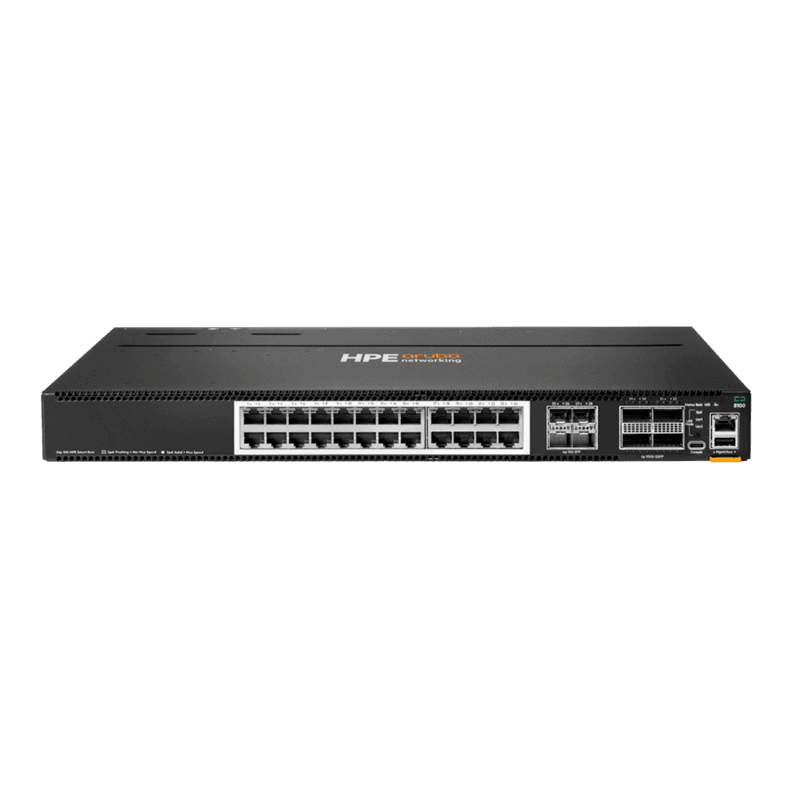 HPE Aruba [R9W88A] CX 8100 24x10G Base‑T 4x10G SFP+ 4×40/100G QSFP28 FB 3Fan 2AC PSU Sw Bdl